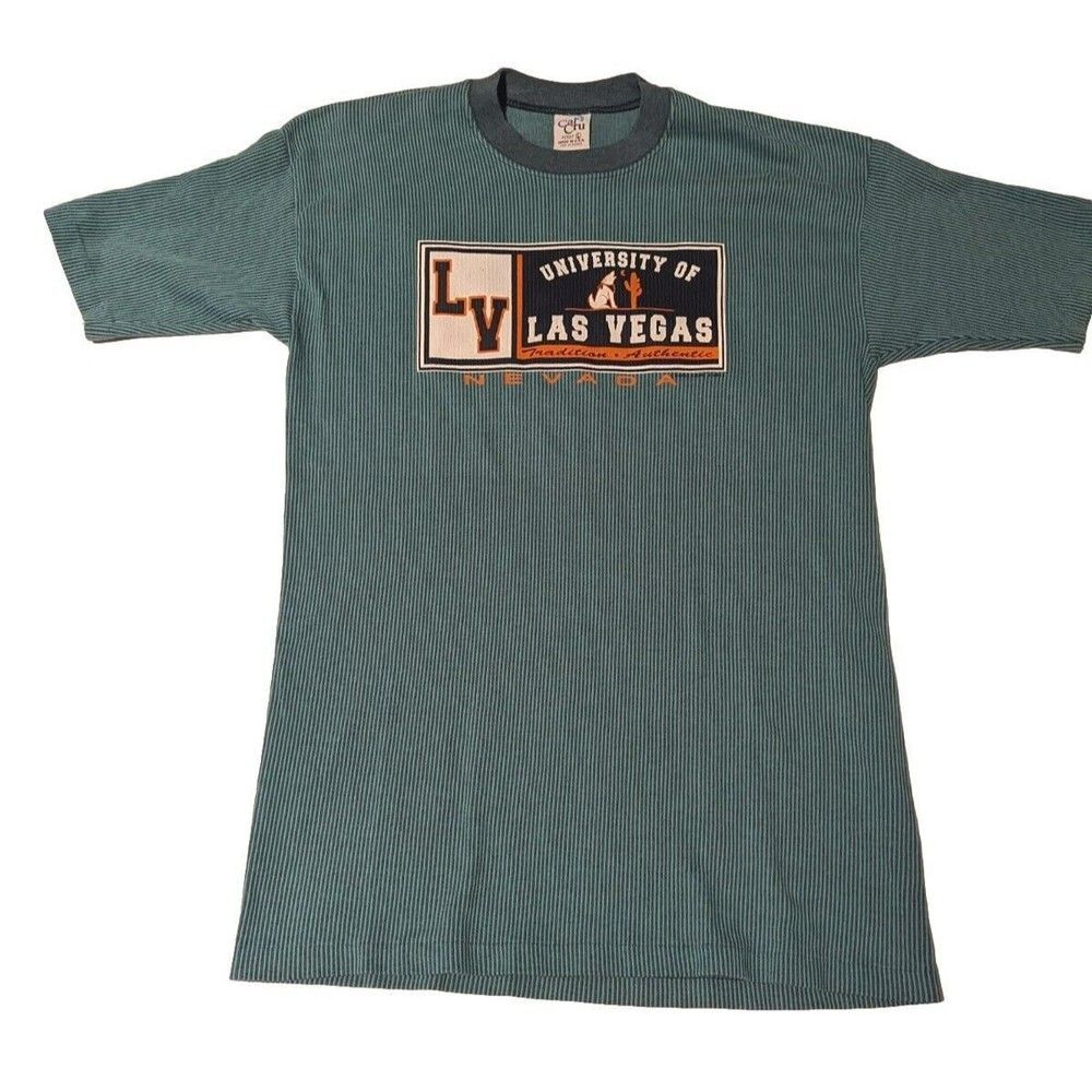 * Vintage Cal Cru University of Las Vegas striped T-Shirt Mens L Single Stitch
